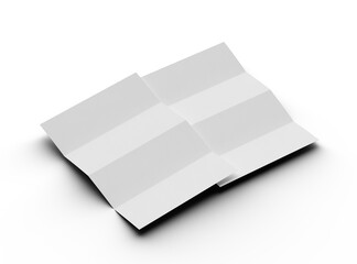 3d rendered image of a A4 sheet with parallel bends isolated on a transparent background