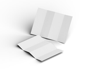 3d rendered image of a A4 sheet with parallel bends isolated on a transparent background