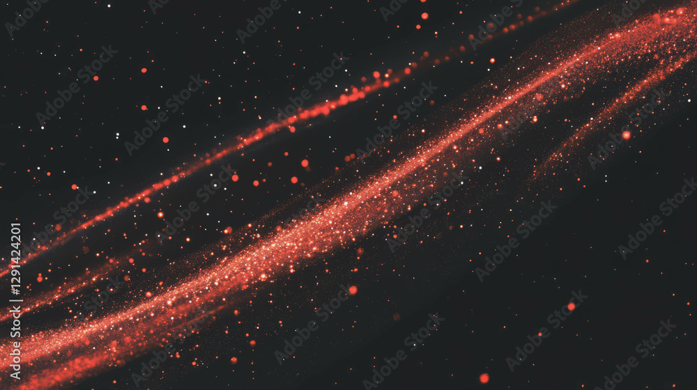 Poster Cosmic red light stream with sparkling textured background