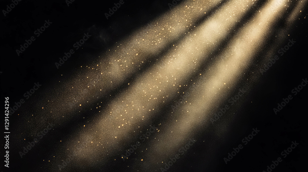 Poster Sunlight rays with floating dust particles and golden highlights for elegant background design