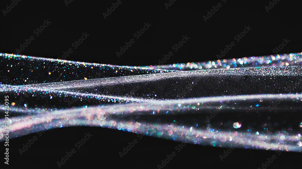 Poster glittering tape on black background with subtle sparkle for festive design and decor