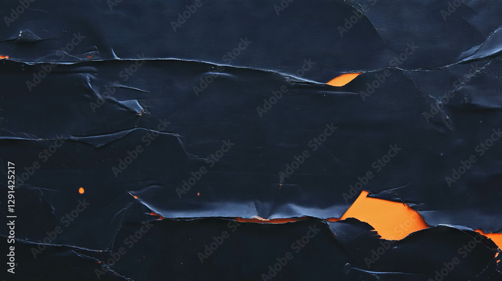 Poster textured abstract background with dark tape layers and orange highlights
