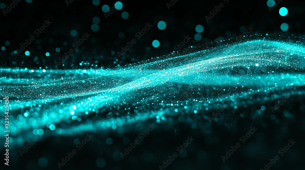 Poster abstract teal smoke with fluid shapes and motion for creative design projects