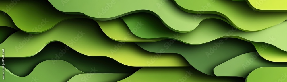 Poster green abstract background featuring wavy shapes and fluid design elements for creative projects