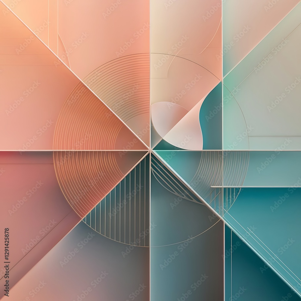 Poster gradient geometry minimalist fusion of lines and circles crafting serene captivating abstract backgr