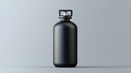 Blank Black Bottle on Gray Background