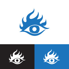 Modern Minimalist Fire Eye Logo Design Vector Illustration