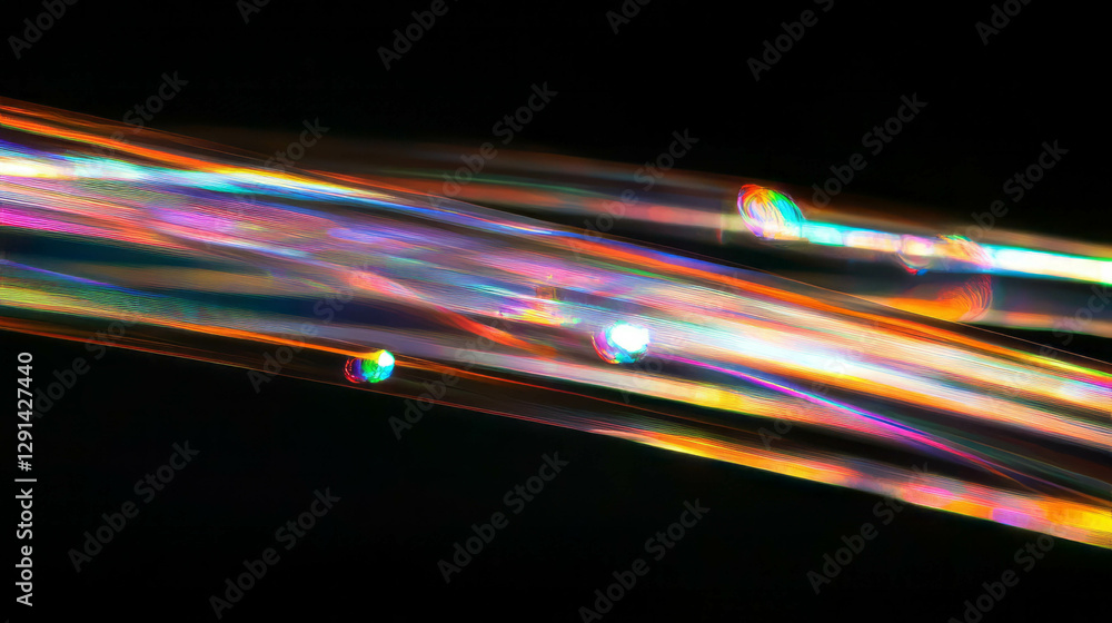 Poster iridescent soap streaks on dark background for abstract art and design concepts