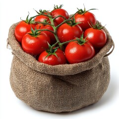 bag full tomato isolated on white background 