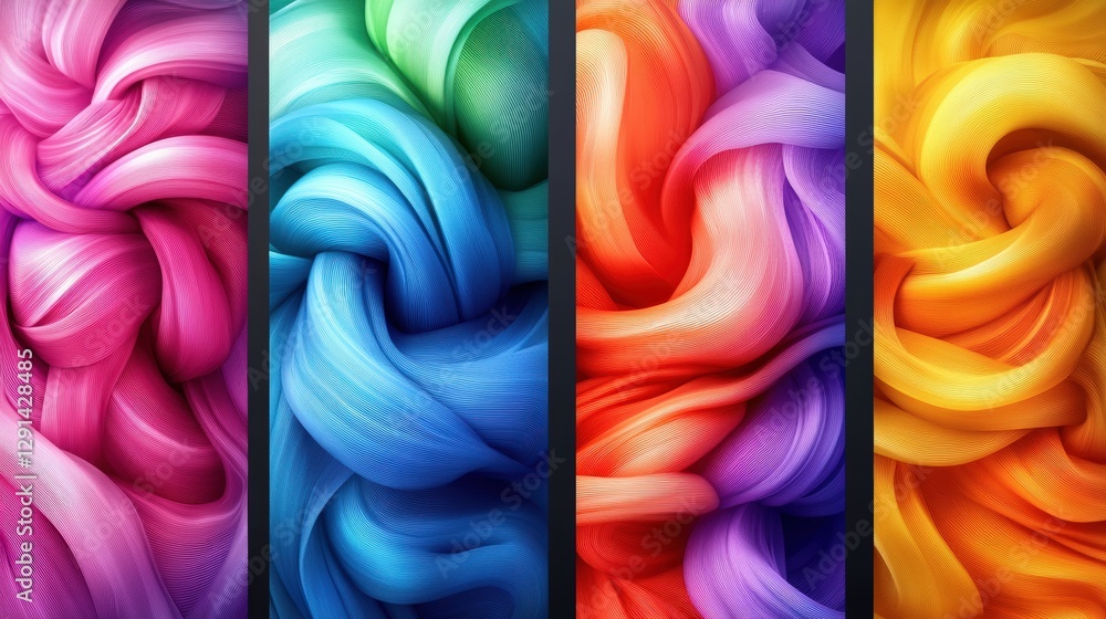 Poster colorful abstract background with wavy lines and soft blurred effects for creative design projects