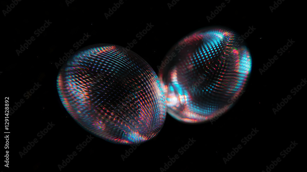 Poster Futuristic transparent spheres with textured surface in abstract design