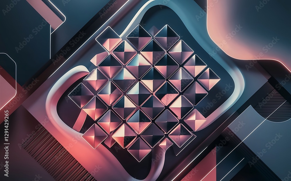 Poster square shapes composition geometric abstract background 3d shadow effects and fluid gradients modern