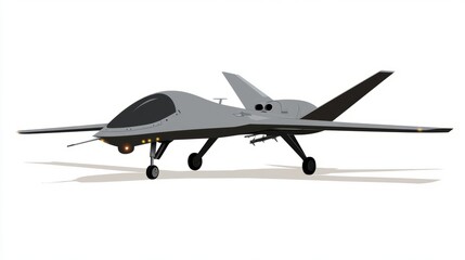 Gray Unmanned Aerial Vehicle on White Background