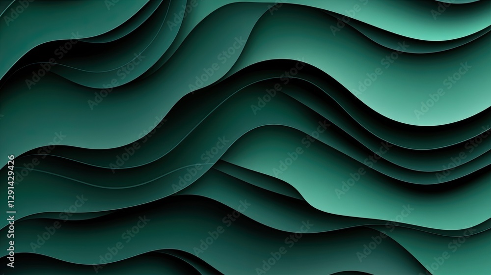 Poster abstract green wavy background with layered smooth texture