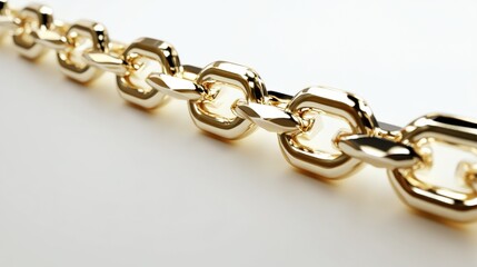 A close-up image of a gleaming golden chain set against a pristine backdrop, symbolizing luxury, elegance, and strength in a modern, chic aesthetic.