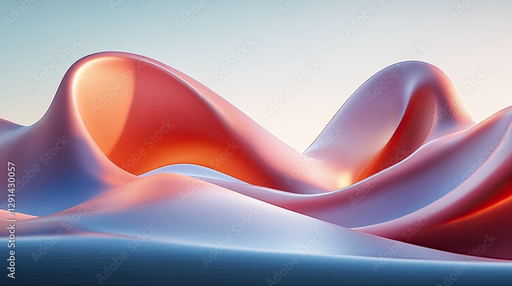 Poster colorful abstract waves in smooth gradient with soft lighting