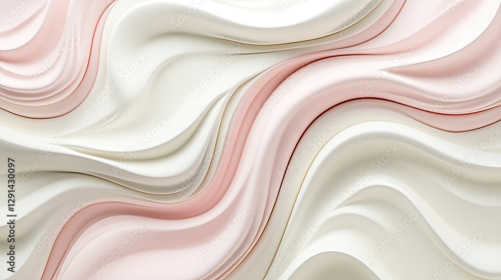 Poster soft flowing waves of cream and pink in abstract background design