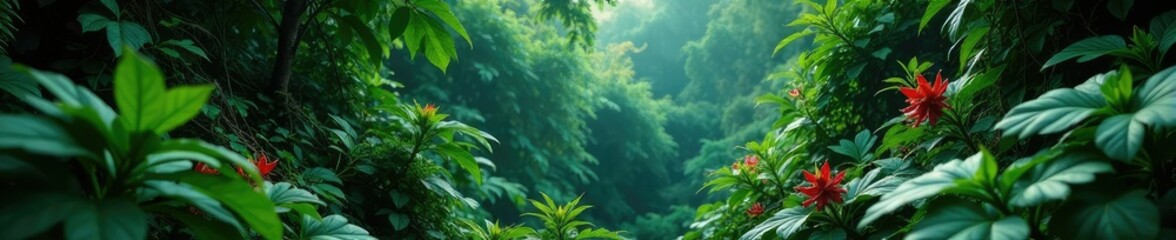 Dense jungle foliage with cayratia vines and pepper plants, cayratia, wild vine, pepper