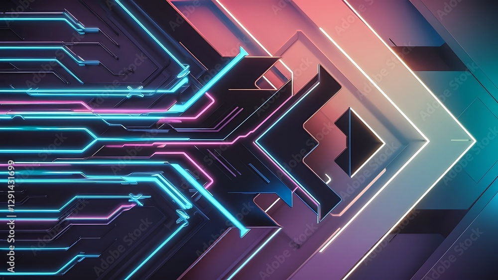 Poster techno lines hi tech futuristic abstract background template with arrow shapes vector design