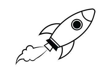 Simple black and white rocket ship illustration