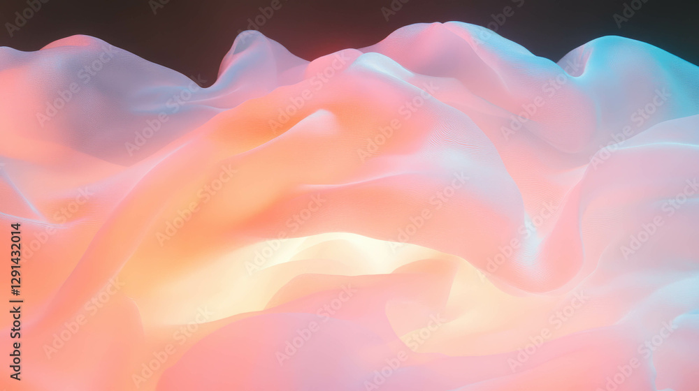 Poster abstract flowing fabric in warm white light for modern design concepts