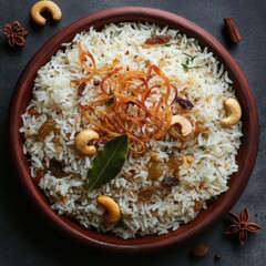Traditional ghee rice in mud plate with aromatic spices
