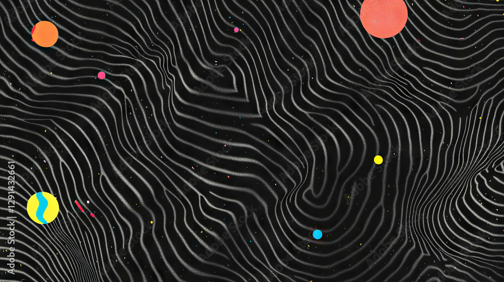 Aufkleber vibrant wavy lines with colorful confetti pattern for creative design