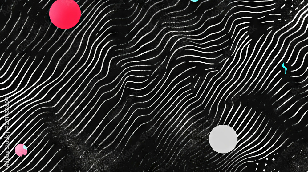 Aufkleber Abstract wavy line and confetti pattern design for dynamic backgrounds