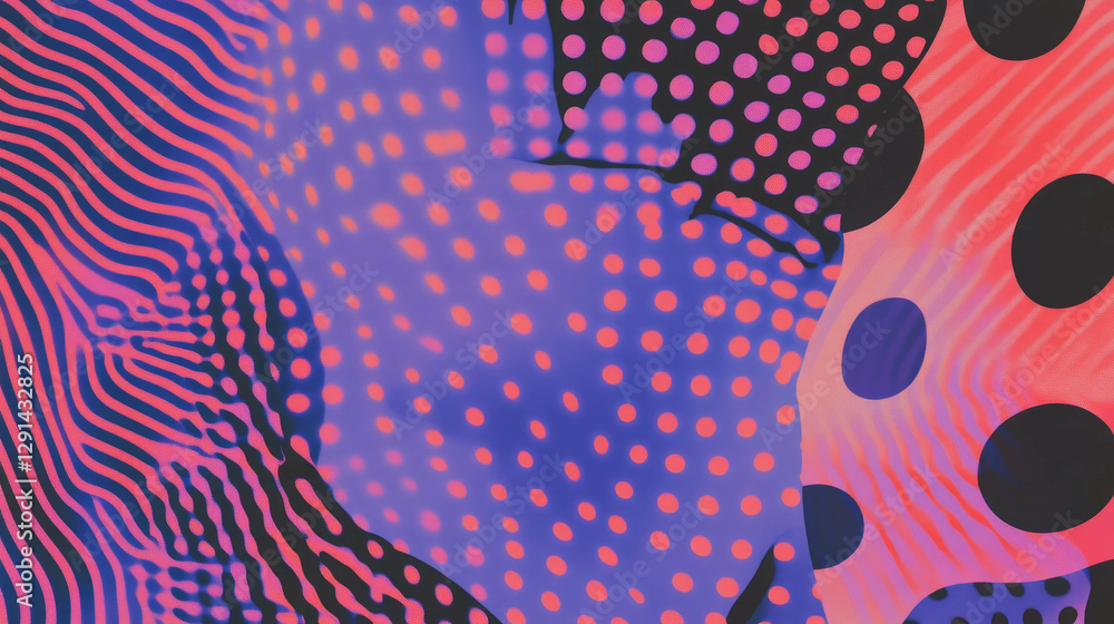 Poster vibrant abstract background with wavy lines and polka dots for creative design