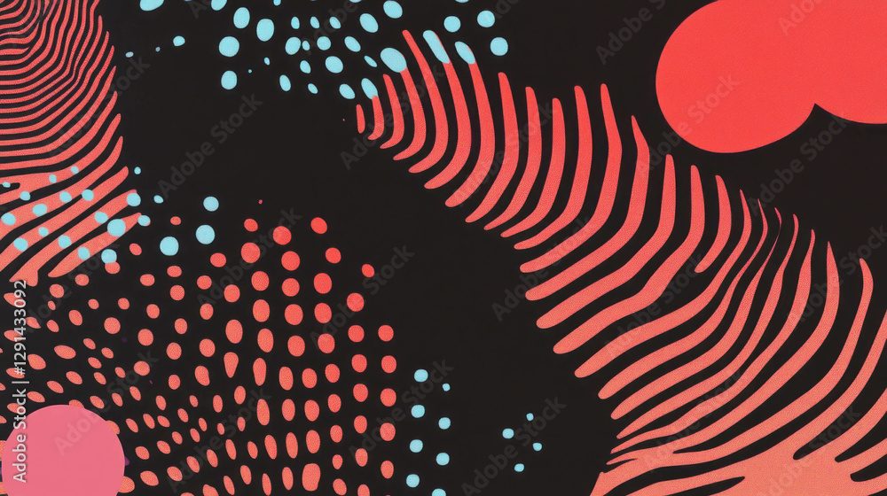 Fototapete abstract wavy lines and polka dots pattern for modern design projects