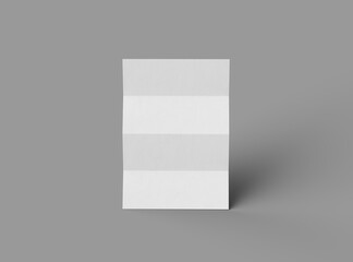 3d rendered image of a A4 sheet with parallel bends isolated on a transparent background