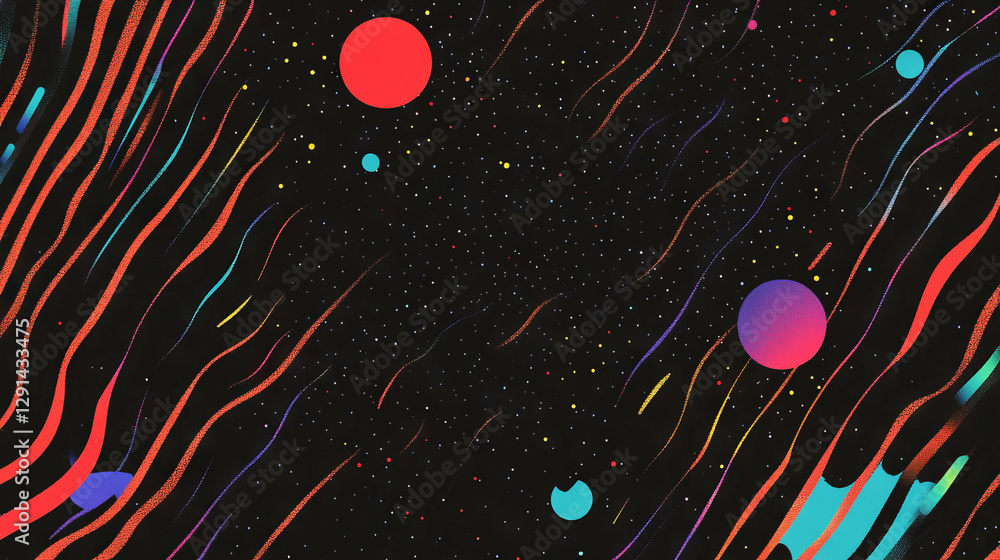 Aufkleber abstract geometric background with wavy lines and polka dots design for creative projects
