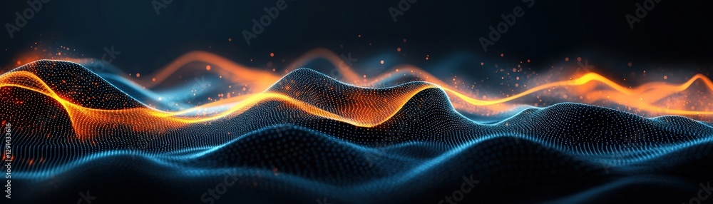 Poster Abstract background with glowing lines and waves creating a dynamic visual effect in vibrant colors