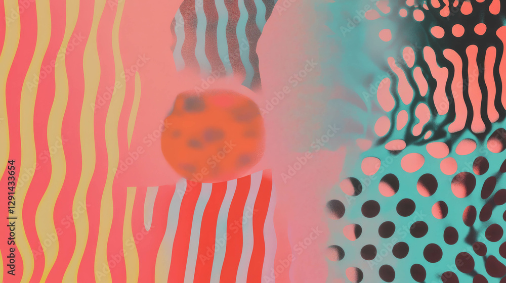 Poster Abstract background with wavy lines and polka dots for modern design