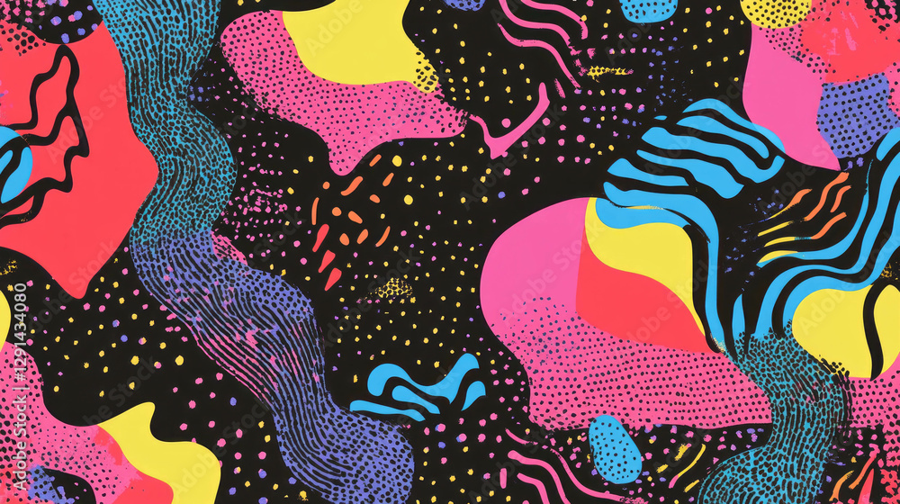 Poster vibrant abstract background with wavy lines and geometric shapes for creative design