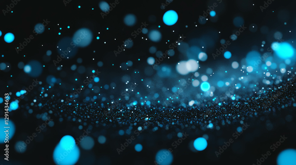 Poster abstract blue and white light background with bokeh effect