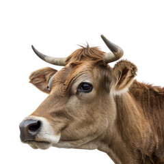 Close-up portrait of a cow head Isolated Trasnparent Background, Png Isolated, Trasnparent Background