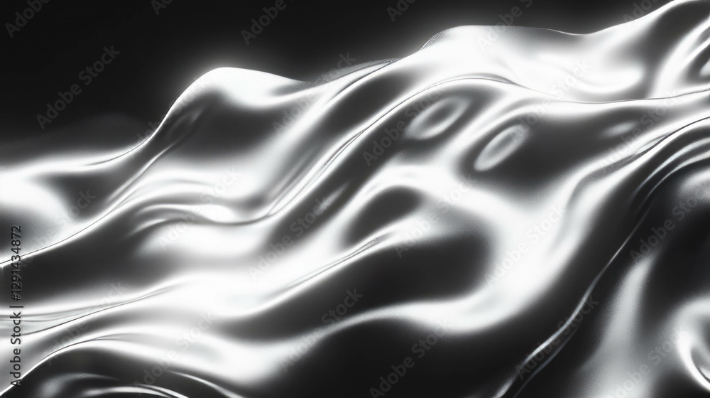 Poster elegant abstract waves of white light creating a vast metal surface