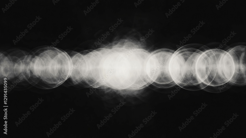 Poster Abstract light circles on dark background with soft white gradient