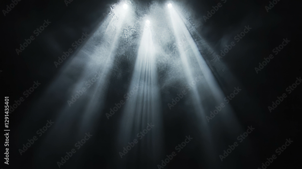 Poster mysterious white light beams through fog creating atmospheric mood