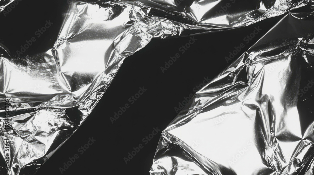 Poster abstract light reflections on wrinkled metallic surface for modern design