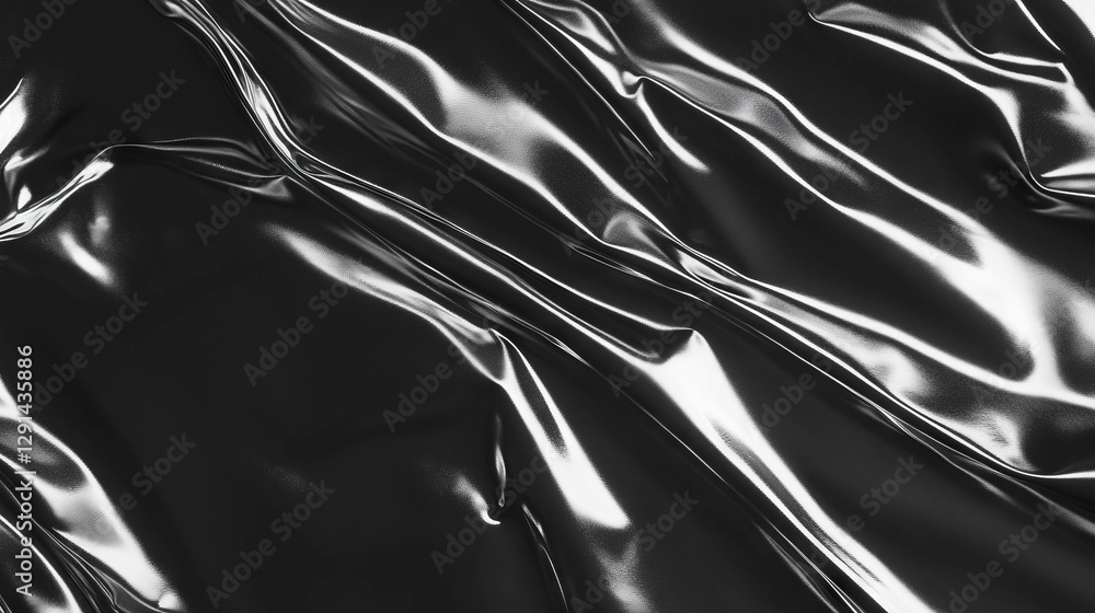 Poster Glossy abstract metallic surface with reflective waves