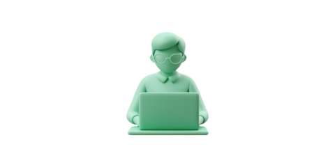 Person using laptop icon isolated on transparent background