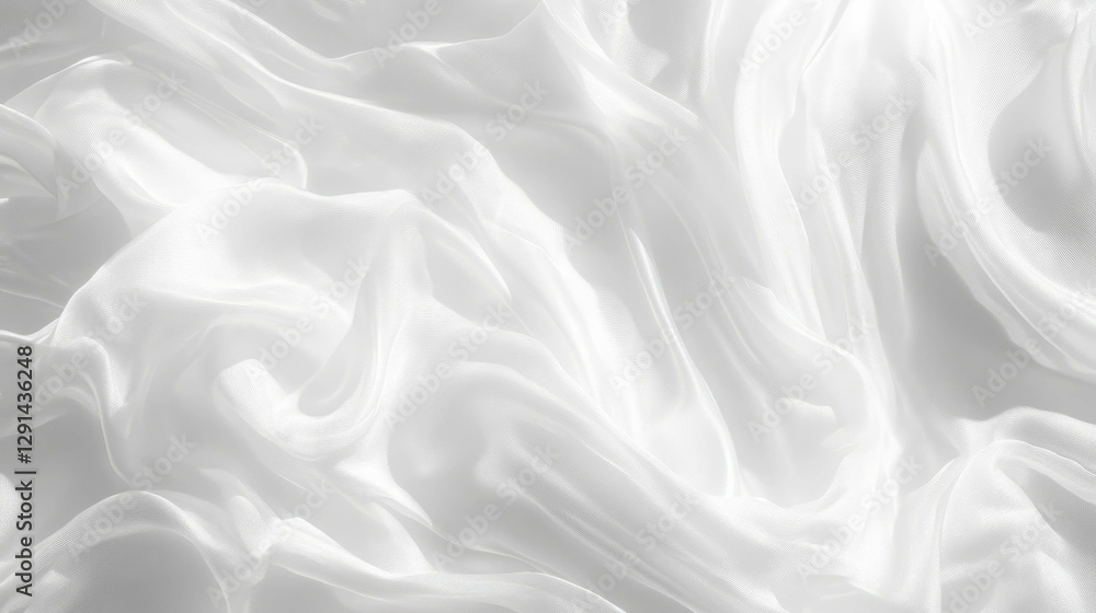 Poster elegant white silk fabric with soft textured waves for design and art projects