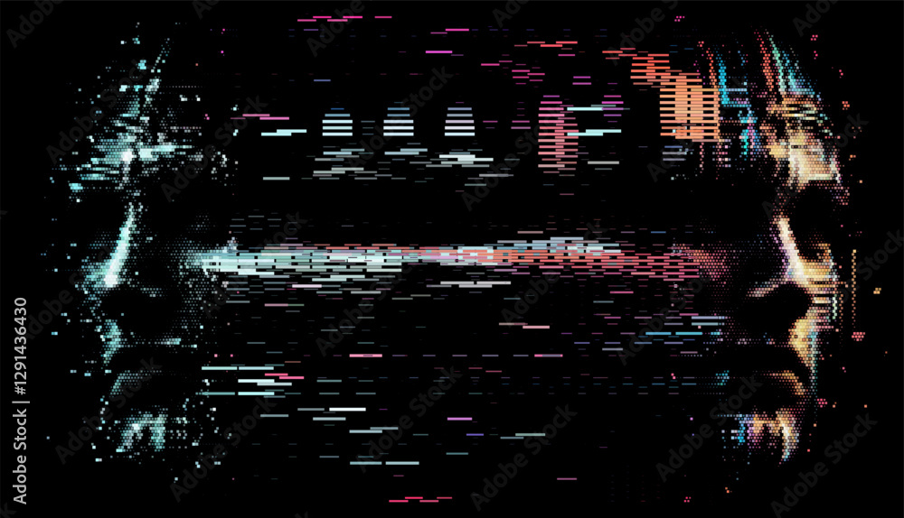 Aufkleber Vector illustration of a mysterious digital face merging with glitch effects and binary elements. The dark, abstract style conveys themes of technology and artificial intelligence.