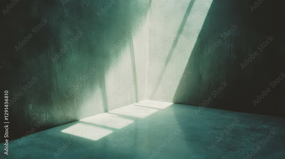 Aufkleber abstract scene with bright sunlight casting sharp shadows on concrete wall