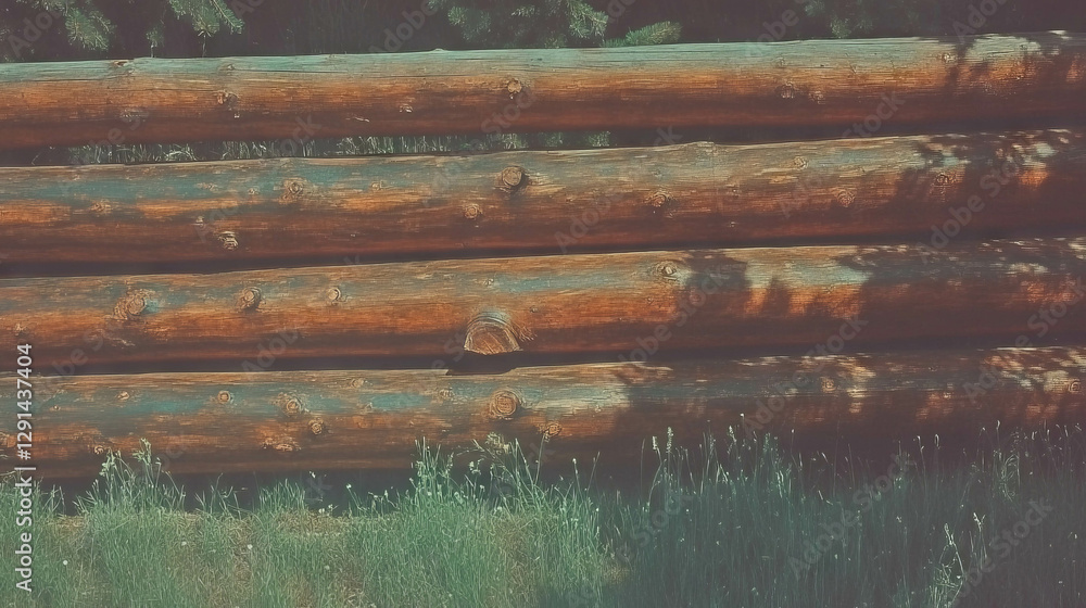 Poster wooden logs texture with natural grain for rustic design and background