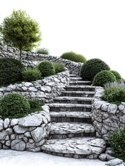 Obraz premium Stone Staircase in Landscaped Garden
