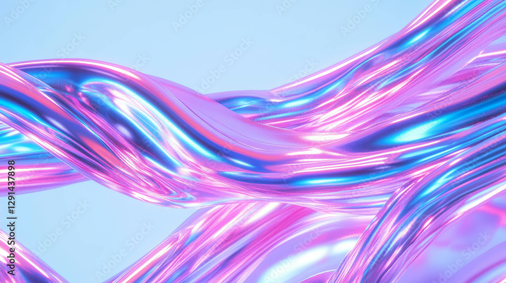 Poster Iridescent woven metallic threads texture in abstract design
