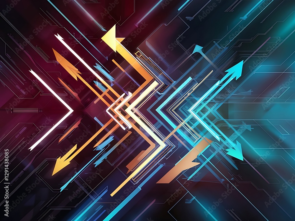 Poster techno lines hi tech futuristic abstract background template with arrow shapes vector design